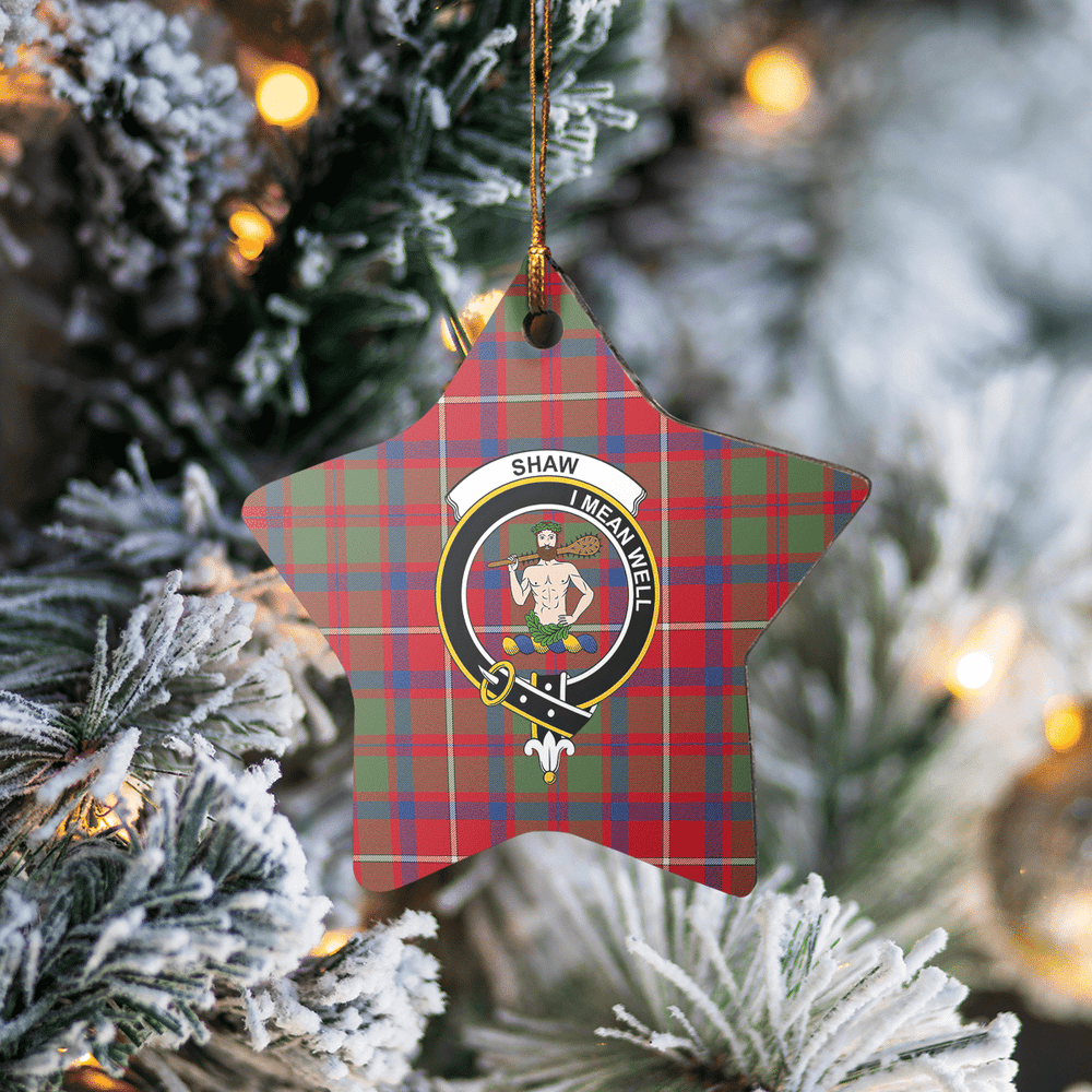Clan Shaw Red Modern Tartan Crest Star Ceramic Ornament KU75 Shaw Red Modern Tartan Tartan Christmas