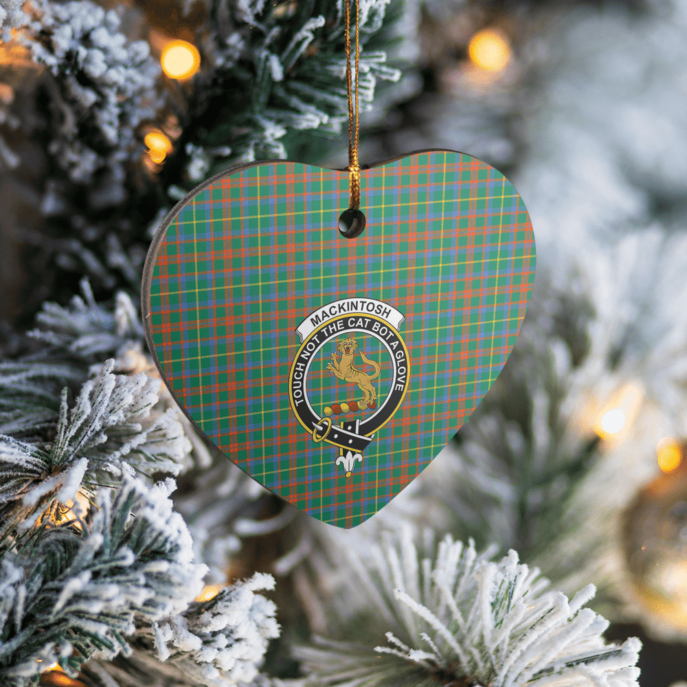 Clan MacKintosh Hunting Ancient Tartan Crest Heart Ceramic Ornament XA73 MacKintosh Hunting Ancient Tartan Tartan Christmas