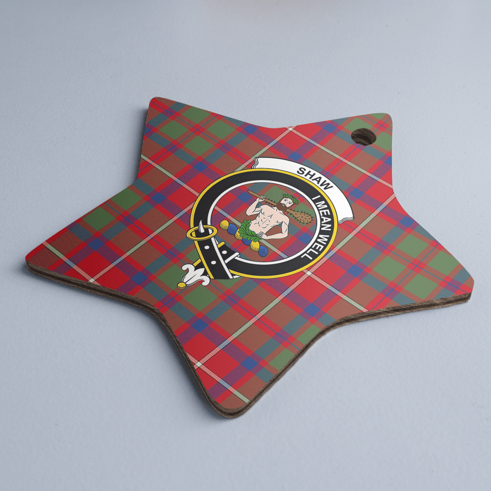 Clan Shaw Red Modern Tartan Crest Star Ceramic Ornament KU75 Shaw Red Modern Tartan Tartan Christmas