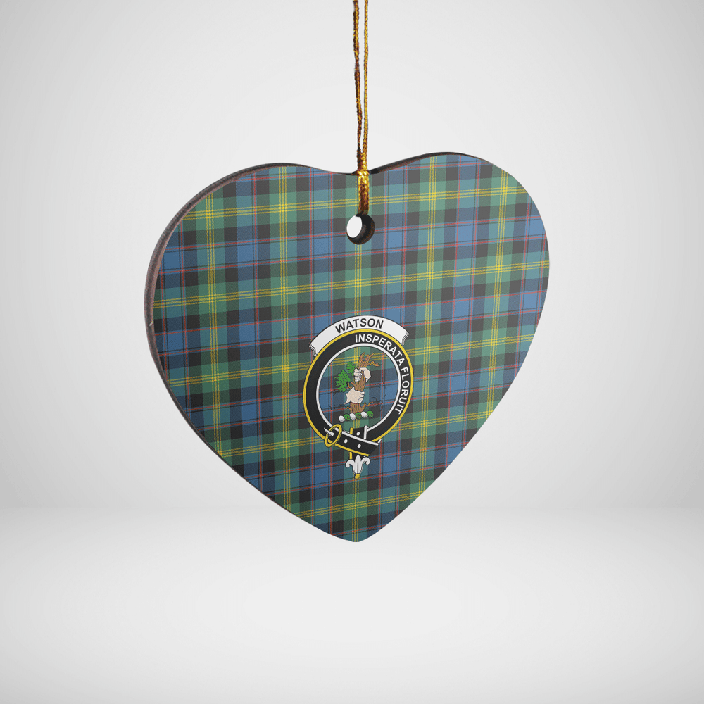 Clan Watson Ancient Tartan Crest Heart Ceramic Ornament IQ98 Watson Ancient Tartan Tartan Christmas
