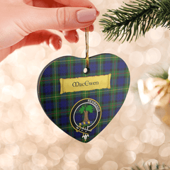 Clan MacEwen Modern Tartan Crest Heart Ceramic Ornament UL45 MacEwen Modern Tartan Tartan Christmas