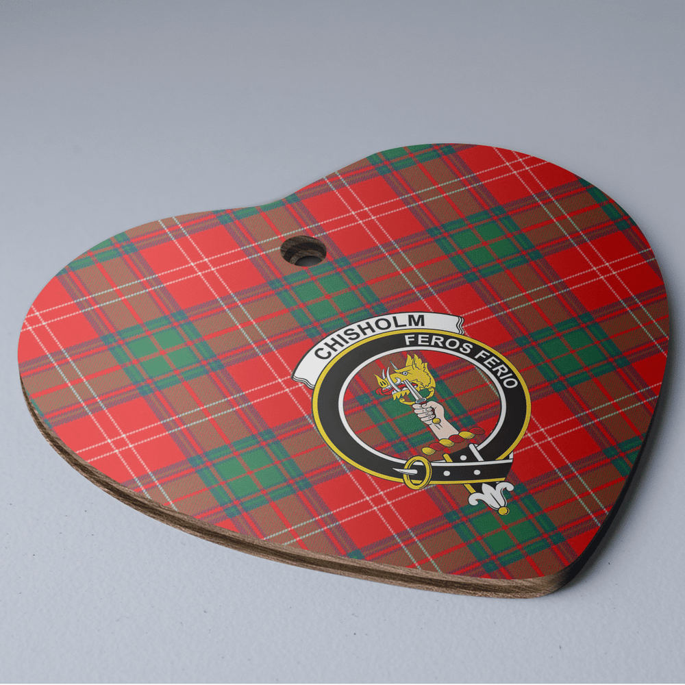 Clan Chisholm Modern Tartan Crest Heart Ceramic Ornament FD19 Chisholm Modern Tartan Tartan Christmas
