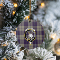 Clan Cunningham Dress Blue Dancers Tartan Crest Round Ceramic Ornament VE67 Cunningham Dress Blue Dancers Tartan Tartan Christmas