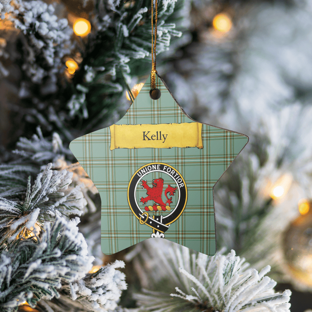 Clan Kelly Dress Tartan Crest Star Ceramic Ornament WO27 Kelly Dress Tartan Tartan Christmas