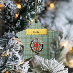Clan Kelly Dress Tartan Crest Star Ceramic Ornament WO27 Kelly Dress Tartan Tartan Christmas