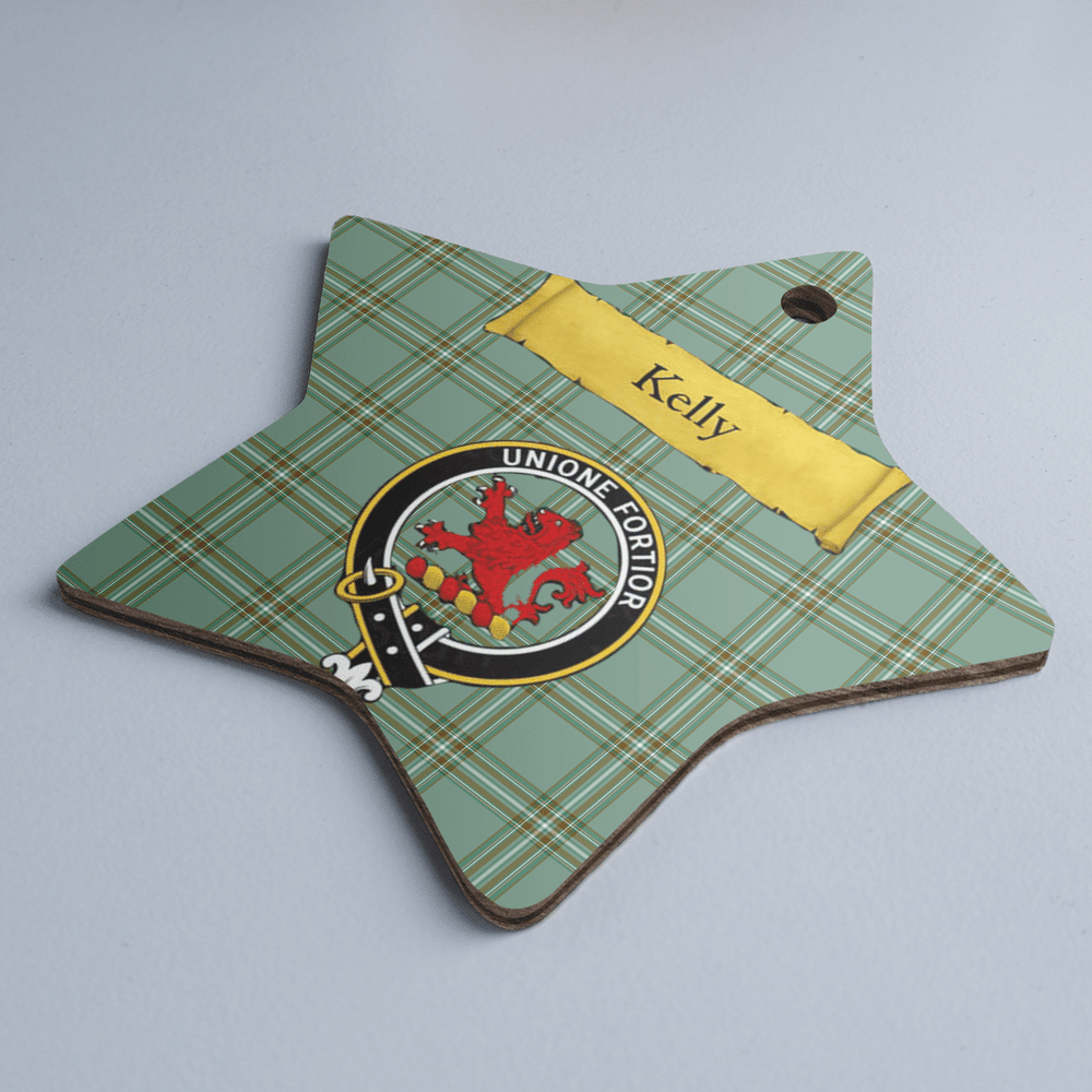 Clan Kelly Dress Tartan Crest Star Ceramic Ornament WO27 Kelly Dress Tartan Tartan Christmas