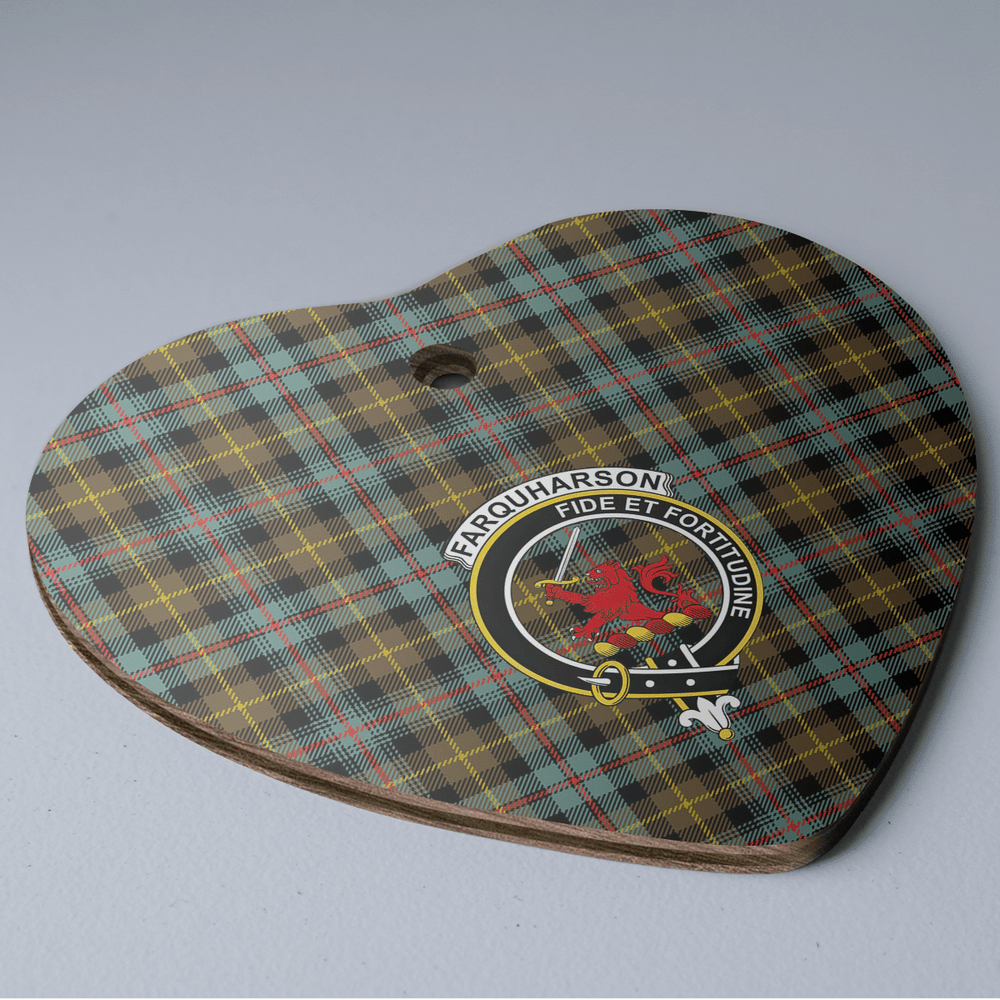 Clan Farquharson Weathered Tartan Crest Heart Ceramic Ornament FT77 Farquharson Weathered Tartan Tartan Christmas