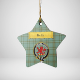 Clan Kelly Dress Tartan Crest Star Ceramic Ornament WO27 Kelly Dress Tartan Tartan Christmas
