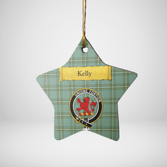 Clan Kelly Dress Tartan Crest Star Ceramic Ornament WO27 Kelly Dress Tartan Tartan Christmas