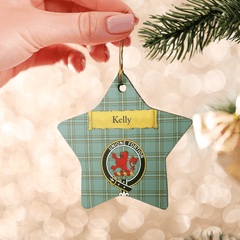 Clan Kelly Dress Tartan Crest Star Ceramic Ornament WO27 Kelly Dress Tartan Tartan Christmas
