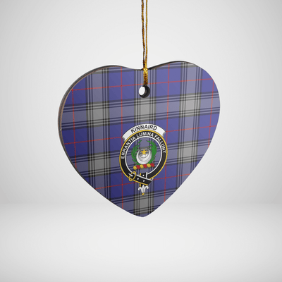 Clan Kinnaird Tartan Crest Heart Ceramic Ornament