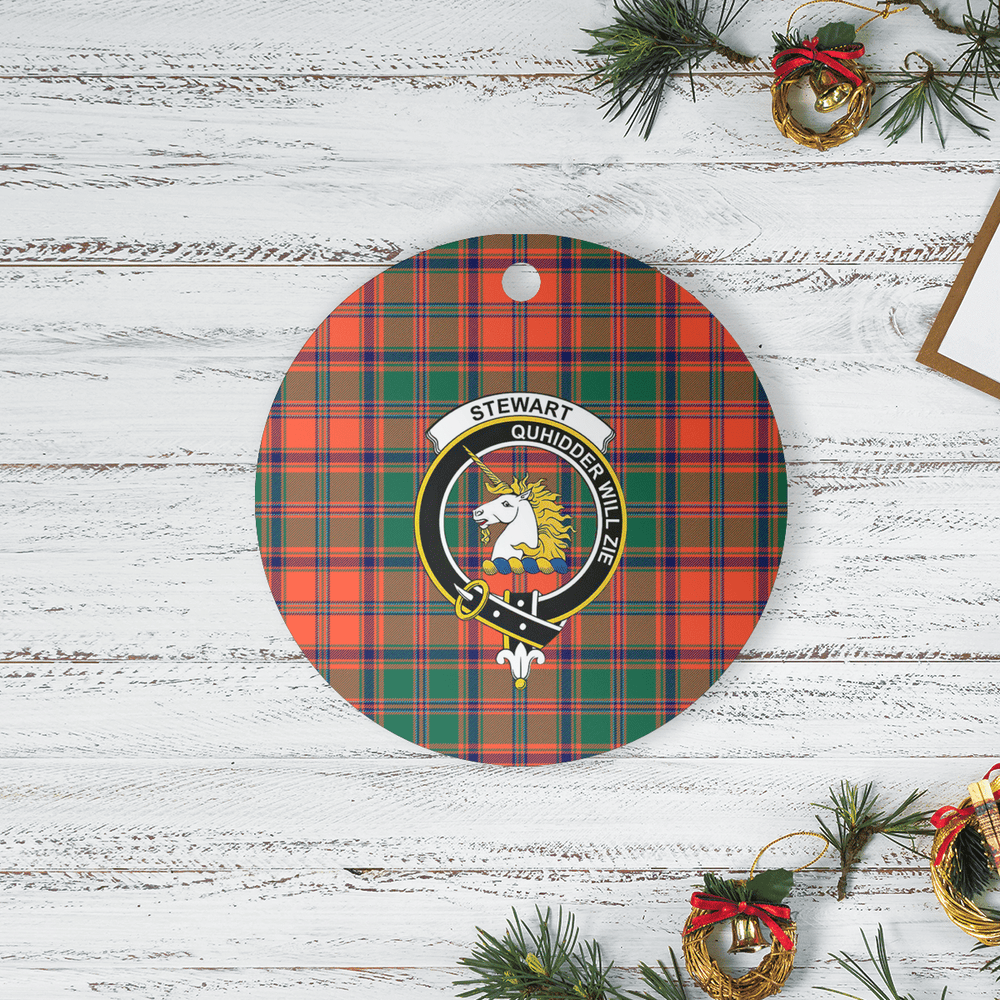 Clan Stewart of Appin Ancient Tartan Crest Round Ceramic Ornament KM51 Stewart of Appin Ancient Tartan Tartan Christmas