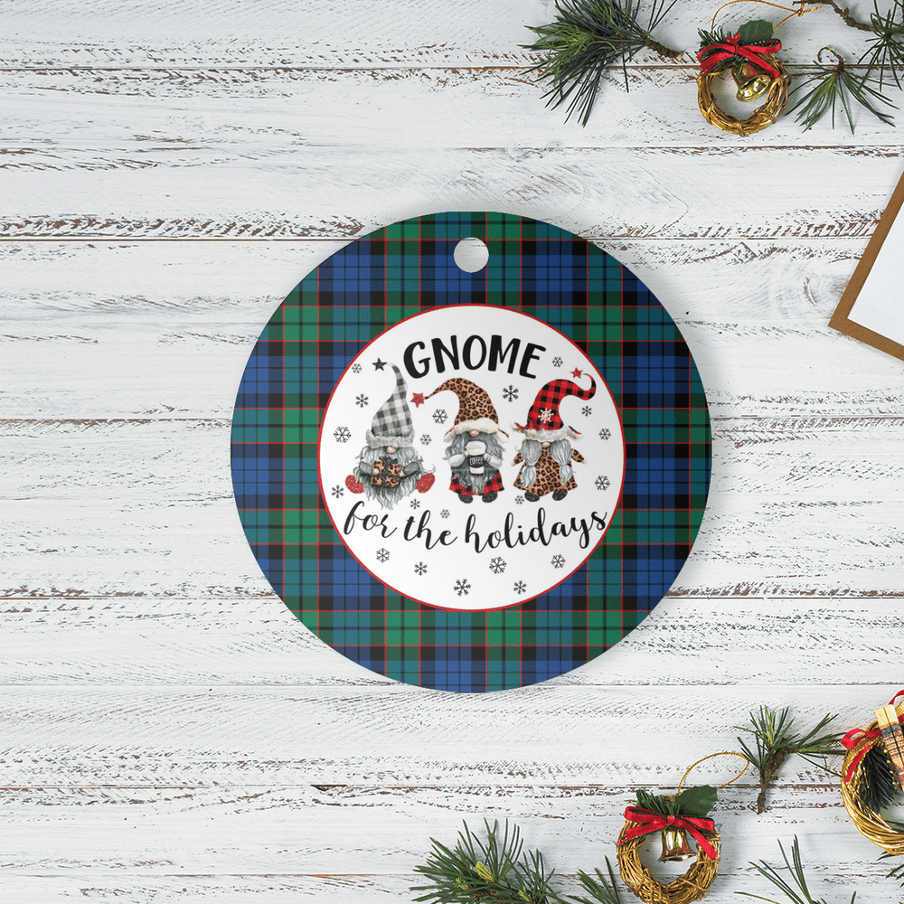 Clan Fletcher Ancient Tartan Tartan Crest Gnome Round Ceramic Ornament CT26 Fletcher Ancient Tartan Tartan Christmas