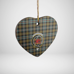 Clan Farquharson Weathered Tartan Crest Heart Ceramic Ornament FT77 Farquharson Weathered Tartan Tartan Christmas