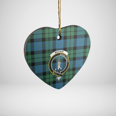 Clan MacKay Ancient Tartan Crest Heart Ceramic Ornament JV14 MacKay Ancient Tartan Tartan Christmas