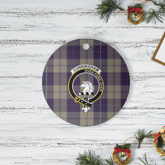 Clan Cunningham Dress Blue Dancers Tartan Crest Round Ceramic Ornament VE67 Cunningham Dress Blue Dancers Tartan Tartan Christmas