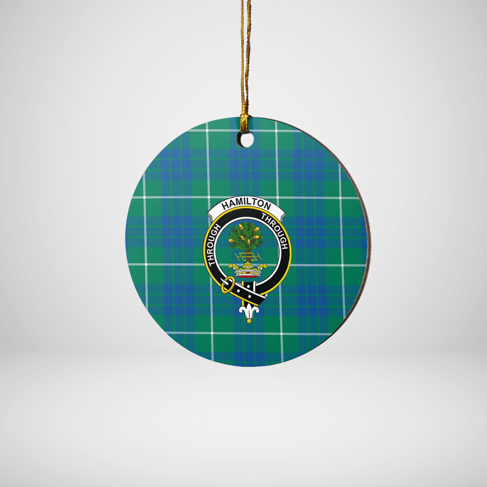 Clan Hamilton Hunting Ancient Tartan Crest Round Ceramic Ornament ND10 Hamilton Hunting Ancient Tartan Tartan Christmas