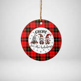 Clan Wallace Hunting Red Tartan Tartan Crest Gnome Round Ceramic Ornament LI53 Wallace Hunting Red Tartan Tartan Christmas