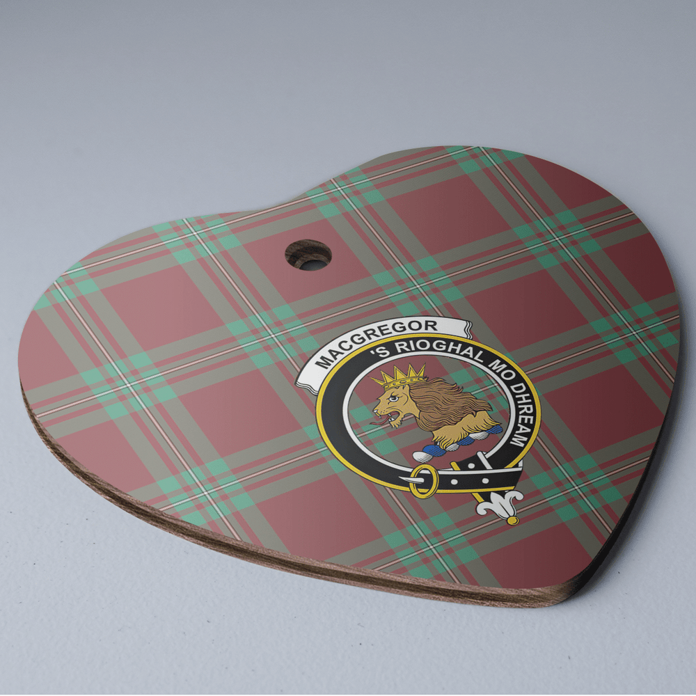 Clan MacGregor Hunting Ancient Tartan Crest Heart Ceramic Ornament TQ12 MacGregor Hunting Ancient Tartan Tartan Christmas