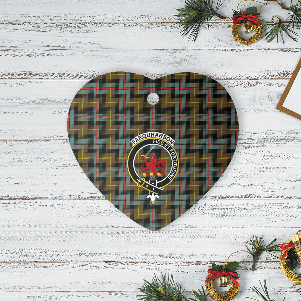 Clan Farquharson Weathered Tartan Crest Heart Ceramic Ornament FT77 Farquharson Weathered Tartan Tartan Christmas