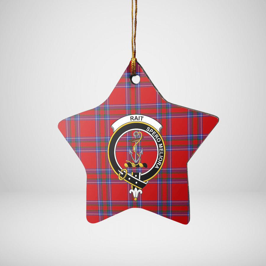 Clan Rait Inverness Tartan Crest Star Ceramic Ornament VF65 Rait Inverness Tartan Tartan Christmas