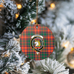 Clan Stewart of Appin Ancient Tartan Crest Round Ceramic Ornament KM51 Stewart of Appin Ancient Tartan Tartan Christmas