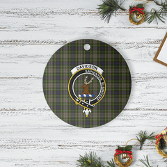 Clan Davidson Tulloch Dress Tartan Crest Round Ceramic Ornament ZG91 Davidson Tulloch Dress Tartan Tartan Christmas