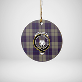 Clan Cunningham Dress Blue Dancers Tartan Crest Round Ceramic Ornament VE67 Cunningham Dress Blue Dancers Tartan Tartan Christmas