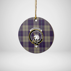 Clan Cunningham Dress Blue Dancers Tartan Crest Round Ceramic Ornament VE67 Cunningham Dress Blue Dancers Tartan Tartan Christmas