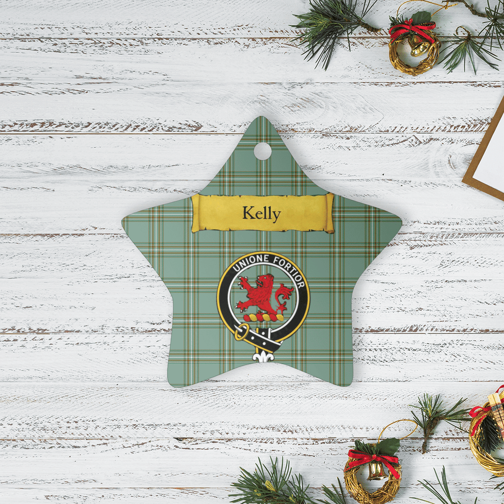 Clan Kelly Dress Tartan Crest Star Ceramic Ornament WO27 Kelly Dress Tartan Tartan Christmas