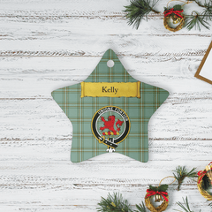 Clan Kelly Dress Tartan Crest Star Ceramic Ornament WO27 Kelly Dress Tartan Tartan Christmas