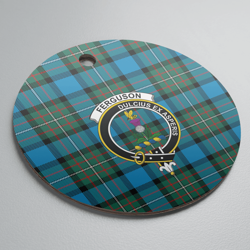 Clan Fergusson Ancient Tartan Crest Round Ceramic Ornament XF77 Fergusson Ancient Tartan Tartan Christmas