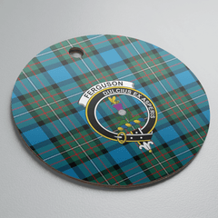 Clan Fergusson Ancient Tartan Crest Round Ceramic Ornament XF77 Fergusson Ancient Tartan Tartan Christmas