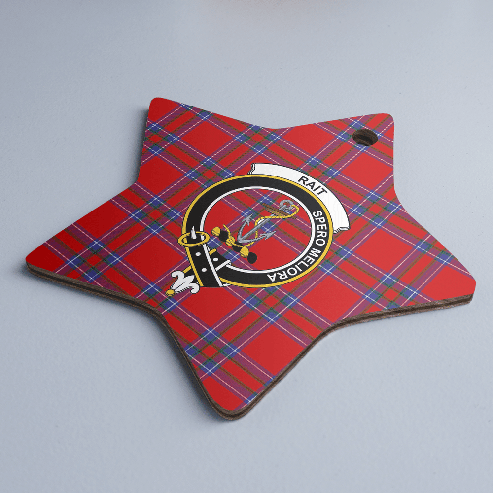 Clan Rait Inverness Tartan Crest Star Ceramic Ornament VF65 Rait Inverness Tartan Tartan Christmas