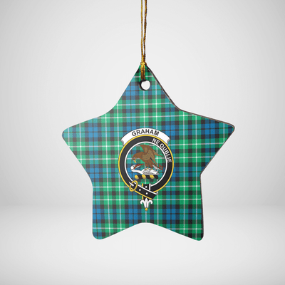 Clan Graham of Montrose Ancient Tartan Crest Star Ceramic Ornament