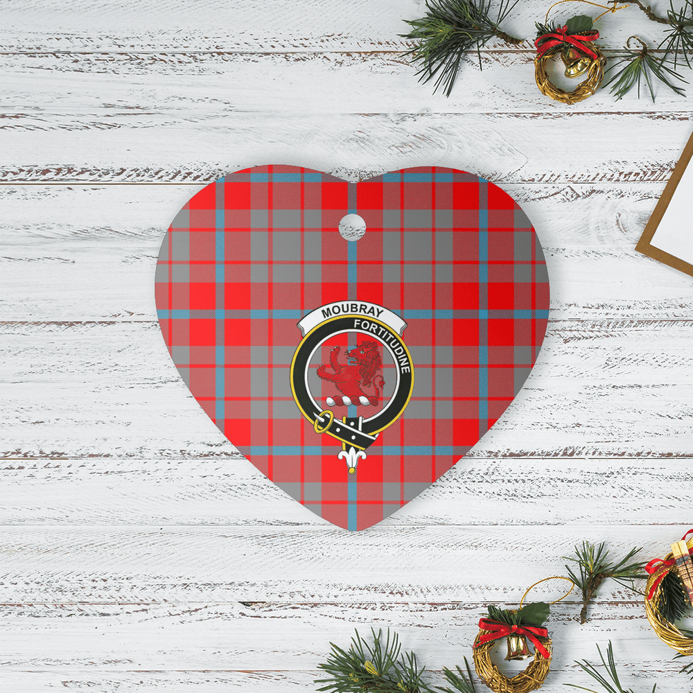 Clan Moubray Tartan Crest Heart Ceramic Ornament TV71 Moubray Tartan Tartan Christmas