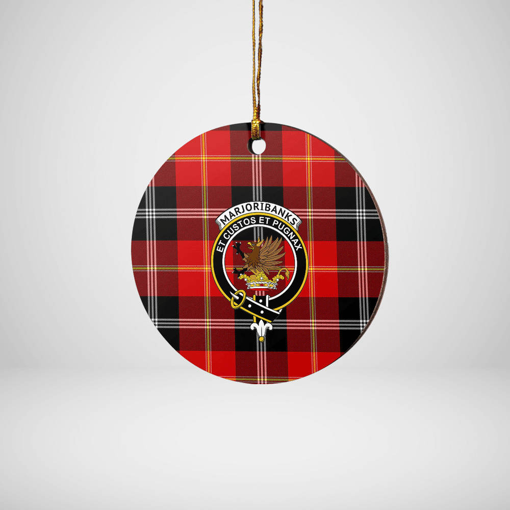 Clan Marjoribanks Tartan Crest Round Ceramic Ornament VJ31 Marjoribanks Tartan Tartan Christmas
