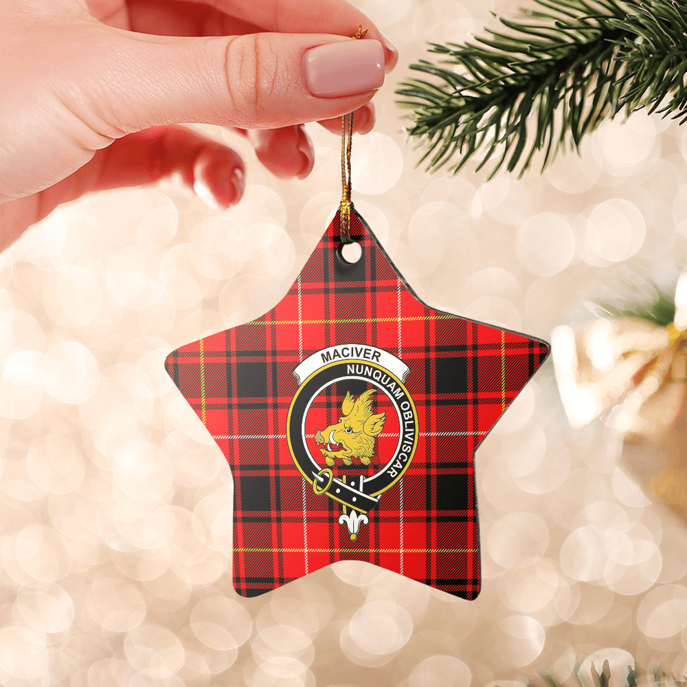 Clan MacIver Modern Tartan Crest Star Ceramic Ornament XF99 MacIver Modern Tartan Tartan Christmas
