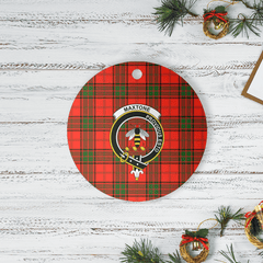 Clan Maxtone Tartan Crest Round Ceramic Ornament BS78 Maxtone Tartan Tartan Christmas