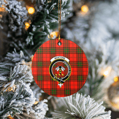 Clan Maxtone Tartan Crest Round Ceramic Ornament BS78 Maxtone Tartan Tartan Christmas