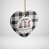 Clan MacFarlane Black & White Tartan Tartan Crest Gnome Heart Ceramic Ornament QD97 MacFarlane Black & White Tartan Tartan Christmas