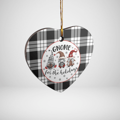 Clan MacFarlane Black & White Tartan Tartan Crest Gnome Heart Ceramic Ornament QD97 MacFarlane Black & White Tartan Tartan Christmas