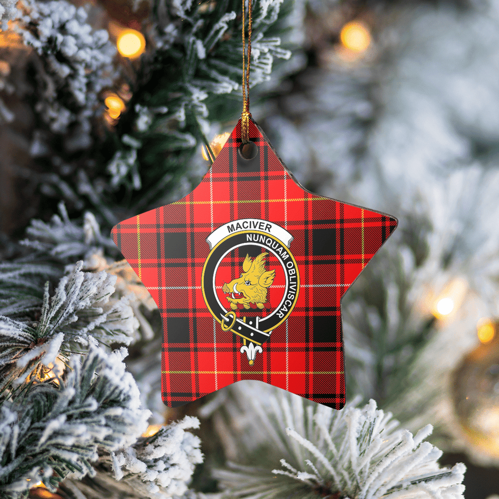 Clan MacIver Modern Tartan Crest Star Ceramic Ornament XF99 MacIver Modern Tartan Tartan Christmas