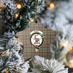 Clan Scott Green Weathered Tartan Crest Star Ceramic Ornament YY44 Scott Green Weathered Tartan Tartan Christmas