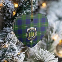 Clan Johnston Modern Tartan Crest Heart Ceramic Ornament FG54 Johnston Modern Tartan Tartan Christmas