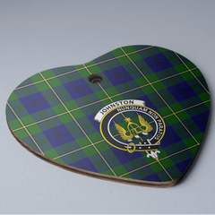 Clan Johnston Modern Tartan Crest Heart Ceramic Ornament FG54 Johnston Modern Tartan Tartan Christmas
