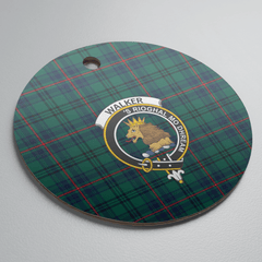 Clan Walker Tartan Crest Round Ceramic Ornament BY39 Walker Tartan Tartan Christmas