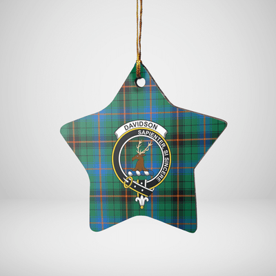 Clan Davidson Ancient Tartan Crest Star Ceramic Ornament