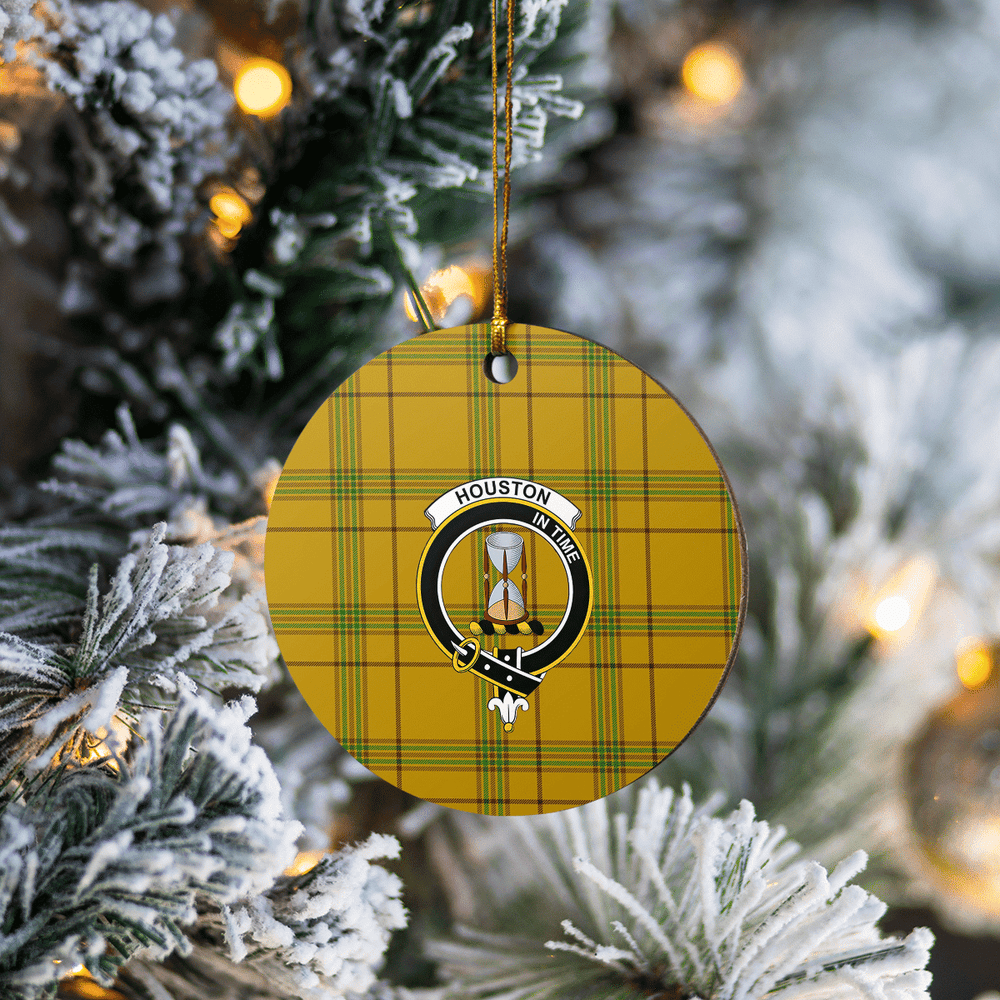 Clan Houston Tartan Crest Round Ceramic Ornament SD93 Houston Tartan Tartan Christmas