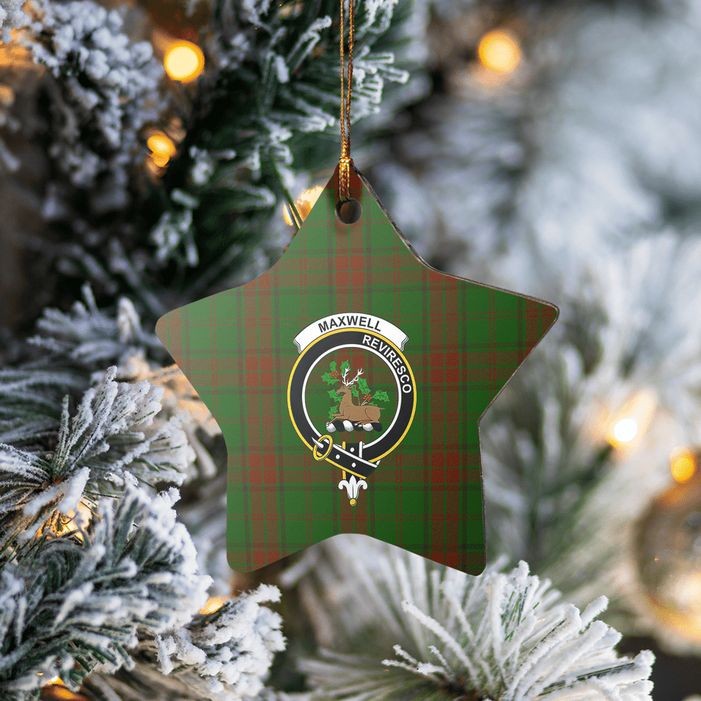 Clan Maxwell Hunting Tartan Crest Star Ceramic Ornament AK73 Maxwell Hunting Tartan Tartan Christmas